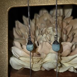 🎁 Amazonite Threader Earrings NEW Sterling Silver Overlay